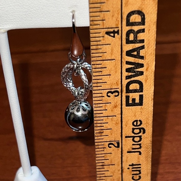 Simona Collini Stainless Steel & Hematite Dangle Pierced Earrings Never Worn - Picture 9 of 10